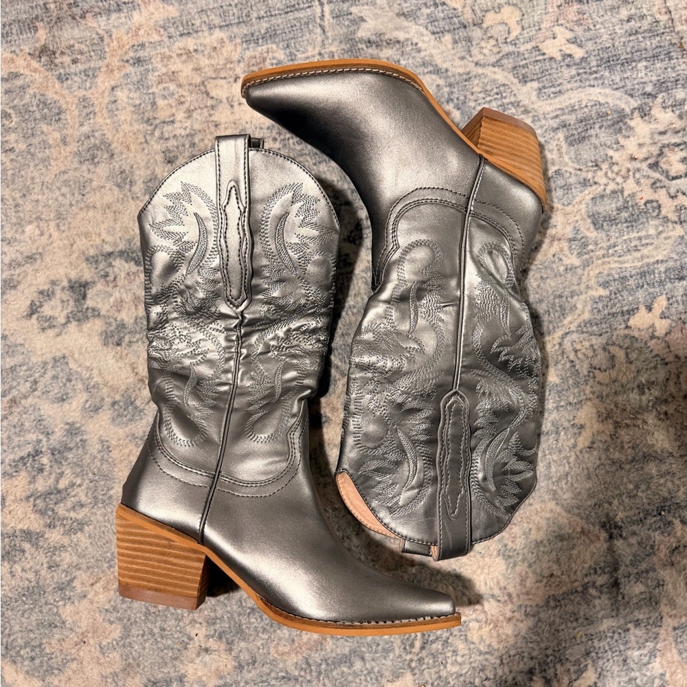 Silver Western Cowboy Boots